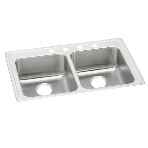Lustertone Stainless Steel 33 X 21-1/4 X 4 Equal Double Bowl Top Mount Ada Sink